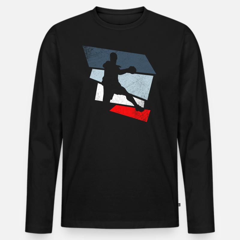 Handball - Männer Premium Bio Langarmshirt - Schwarz