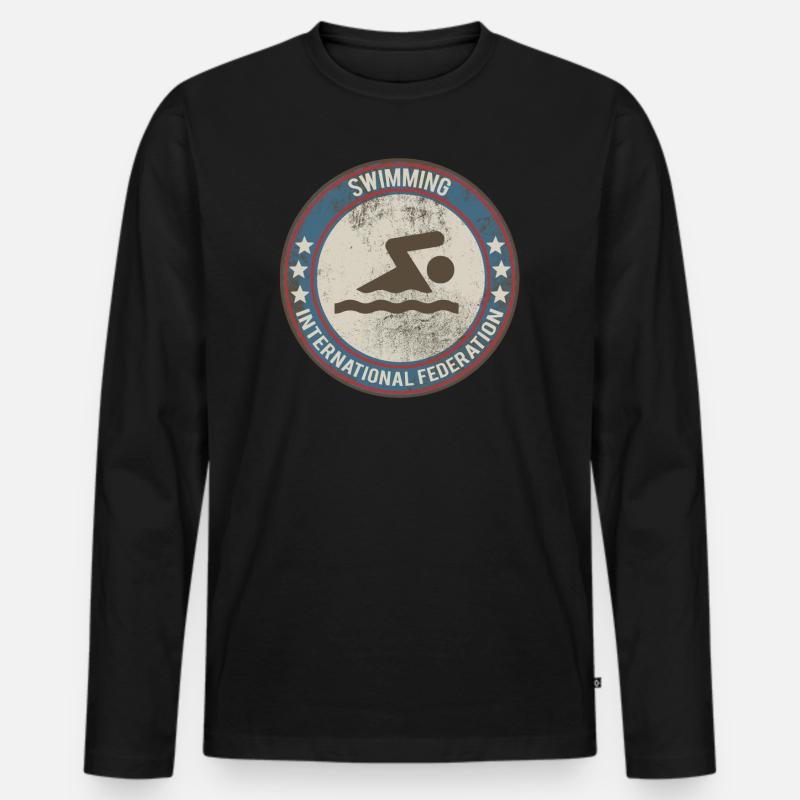 schwimmen - Männer Premium Bio Langarmshirt - Schwarz