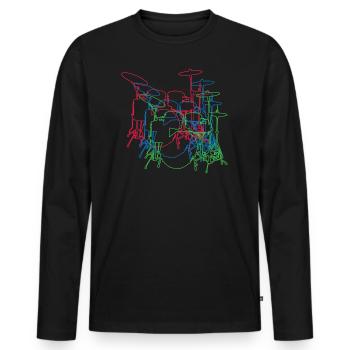 Trommel - Männer Premium Bio Langarmshirt - Schwarz - Vorne - Nico (187cm)