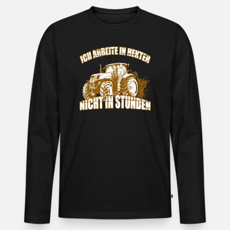 Traktor - Männer Premium Bio Langarmshirt - Schwarz