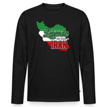 Iran - T-shirt manches longues Premium bio Homme - noir - Devant - Nico (187cm)