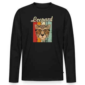 leopard - Men's Premium Organic Long Sleeve Shirt - black - Front - Nico (187cm)