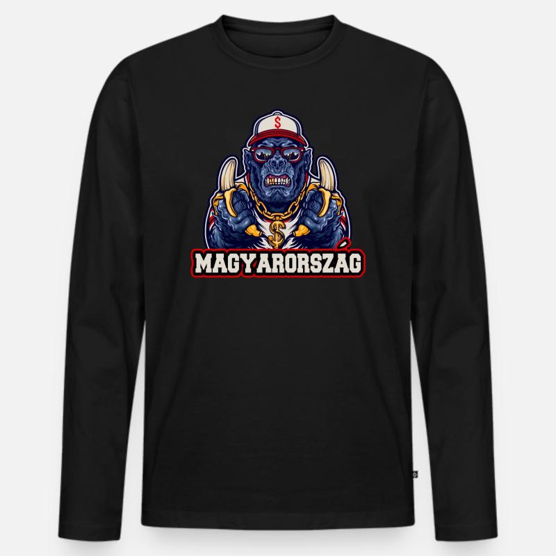 Magyarorszag - Männer Premium Bio Langarmshirt - Schwarz