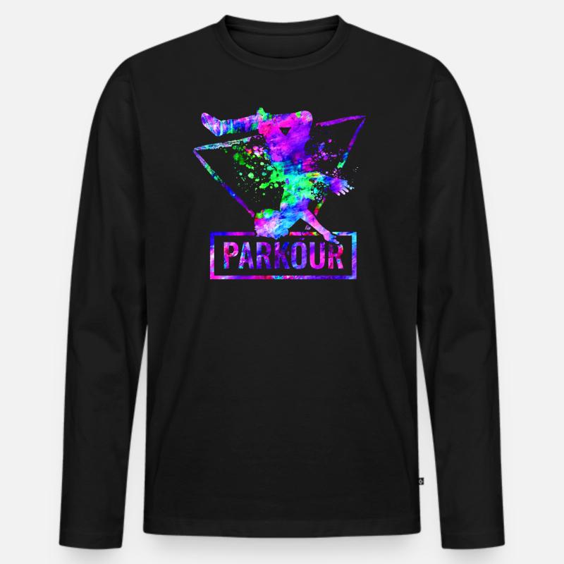Parkour - Männer Premium Bio Langarmshirt - Schwarz