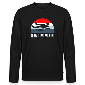 swimmer - Men's Premium Organic Long Sleeve Shirt - black - Front - Nico (187cm)