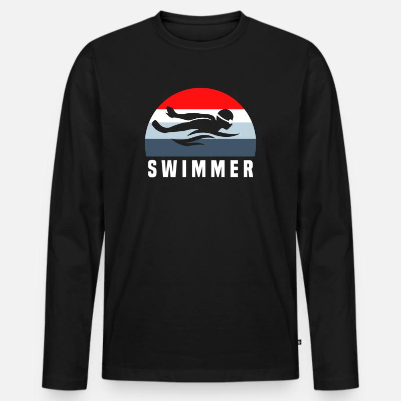 Schwimmer - Männer Premium Bio Langarmshirt - Schwarz