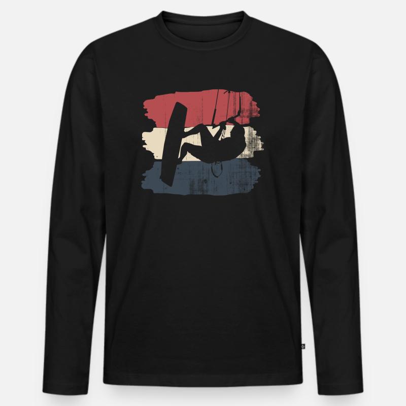 Kitesurfen - Männer Premium Bio Langarmshirt - Schwarz