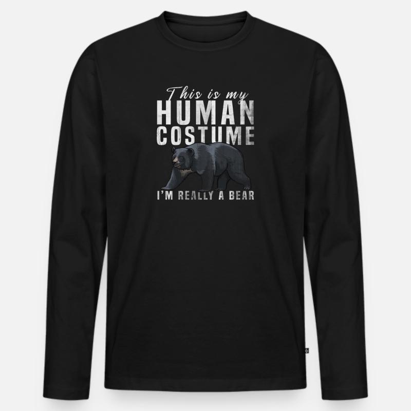 Bär - Männer Premium Bio Langarmshirt - Schwarz