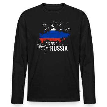 Russie - T-shirt manches longues Premium bio Homme - noir - Devant - Nico (187cm)