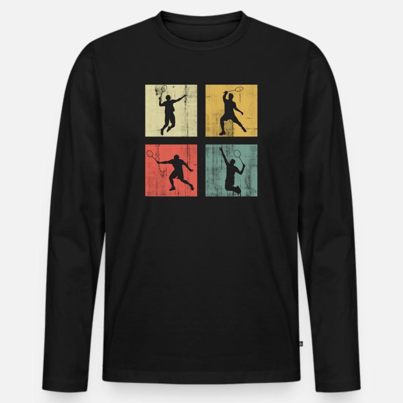 Badminton - Männer Premium Bio Langarmshirt - Schwarz