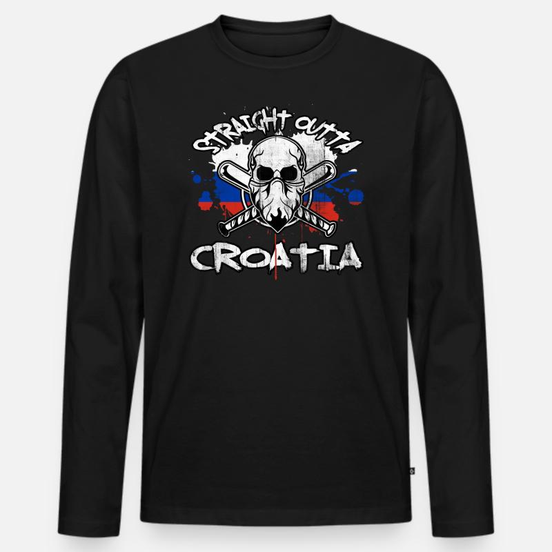 Kroatien - Männer Premium Bio Langarmshirt - Schwarz