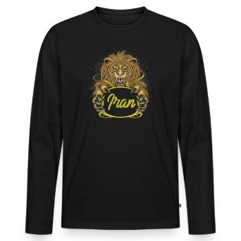 Iran - T-shirt manches longues Premium bio Homme - noir - Devant - Nico (187cm)