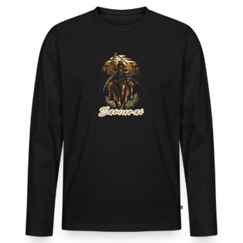samouraï - T-shirt manches longues Premium bio Homme - noir - Devant - Nico (187cm)