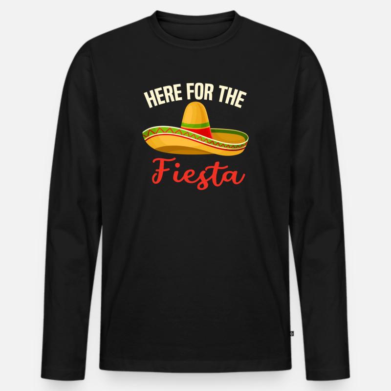 Fiesta Mexiko - Männer Premium Bio Langarmshirt - Schwarz