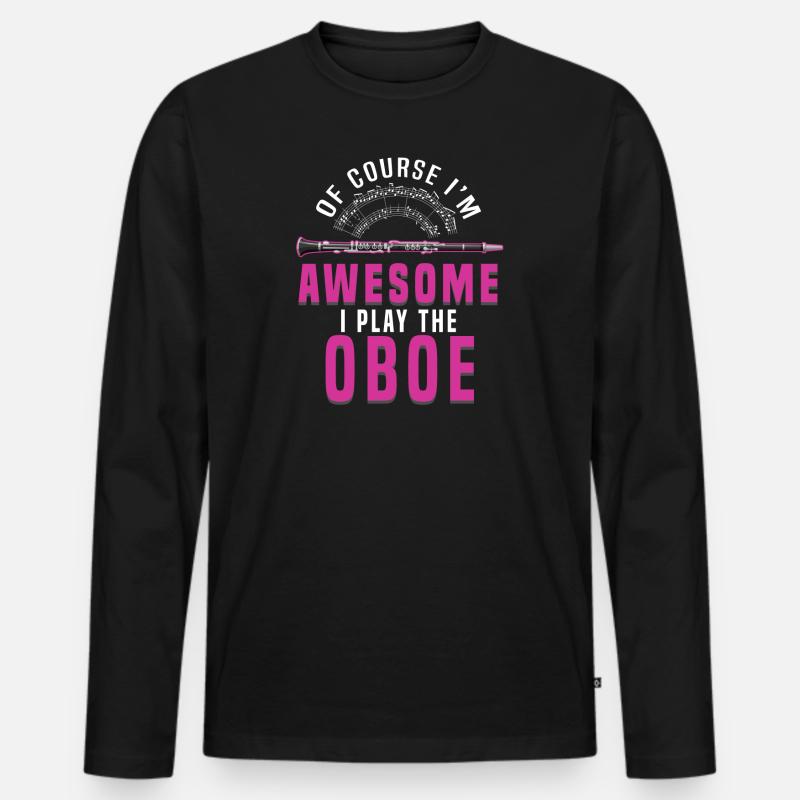 Oboe - Männer Premium Bio Langarmshirt - Schwarz