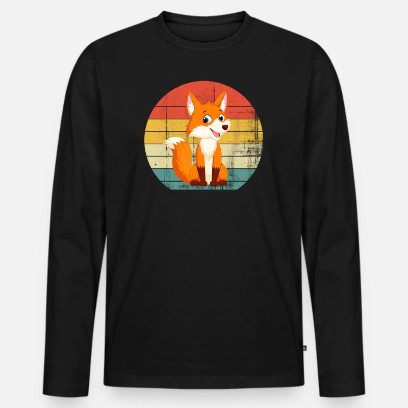 Junger Fuchs - Männer Premium Bio Langarmshirt - Schwarz