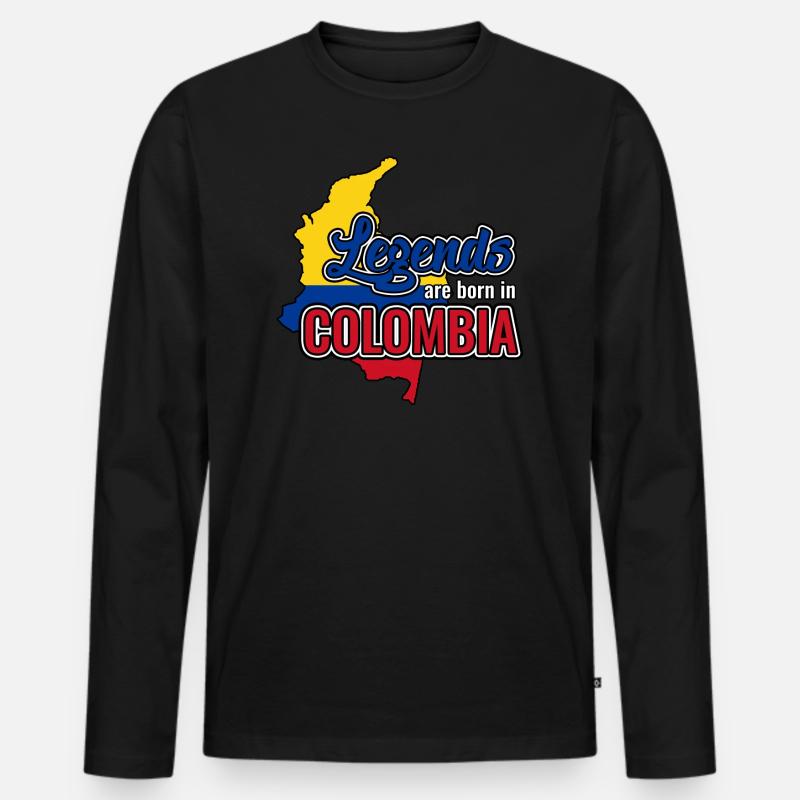 Kolumbien - Männer Premium Bio Langarmshirt - Schwarz