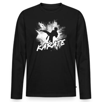 karaté - T-shirt manches longues Premium bio Homme - noir - Devant - Nico (187cm)