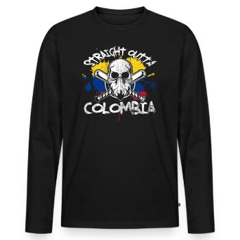 Colombie - T-shirt manches longues Premium bio Homme - noir - Devant - Nico (187cm)