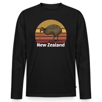 Neuseeland - Männer Premium Bio Langarmshirt - Schwarz - Vorne - Nico (187cm)