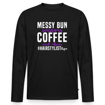 les ciseaux - T-shirt manches longues Premium bio Homme - noir - Devant - Nico (187cm)