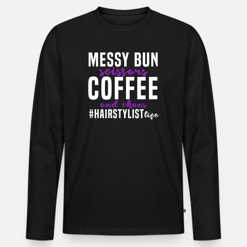 Schere - Männer Premium Bio Langarmshirt - Schwarz