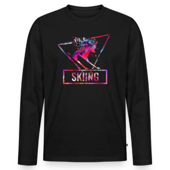 Faire du ski - T-shirt manches longues Premium bio Homme - noir - Devant - Nico (187cm)