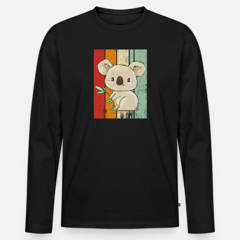 Koala - Männer Premium Bio Langarmshirt - Schwarz
