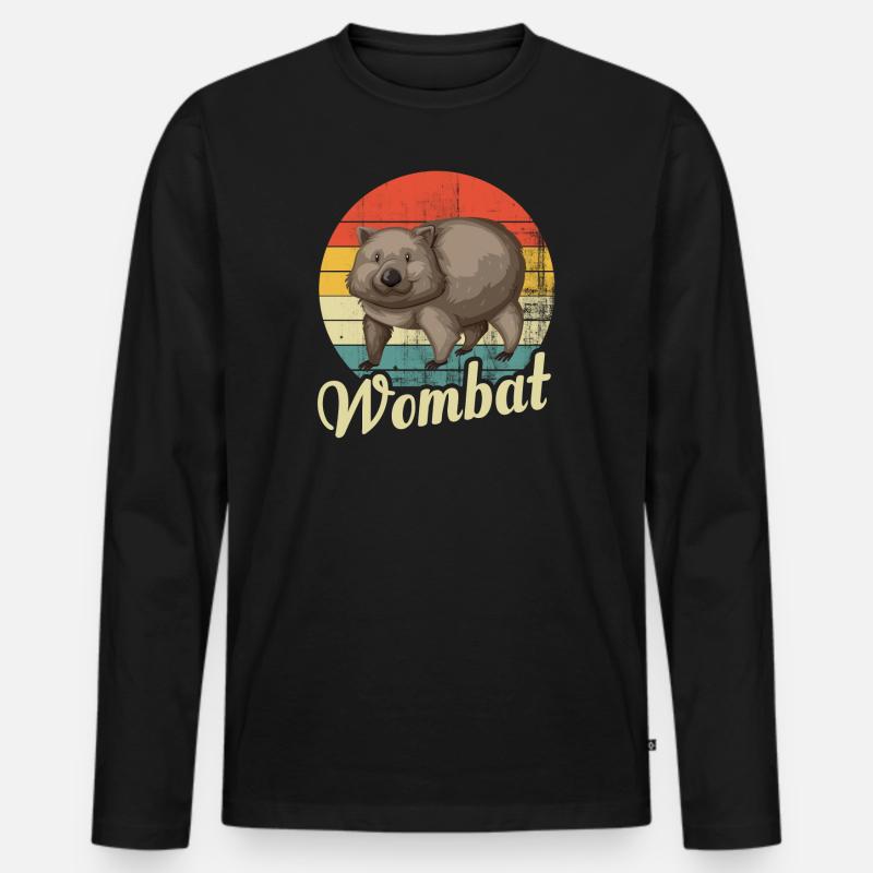 Wombat - Männer Premium Bio Langarmshirt - Schwarz