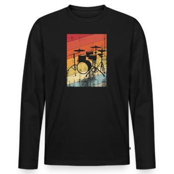 Vintage-Trommel - Männer Premium Bio Langarmshirt - Schwarz - Vorne - Nico (187cm)