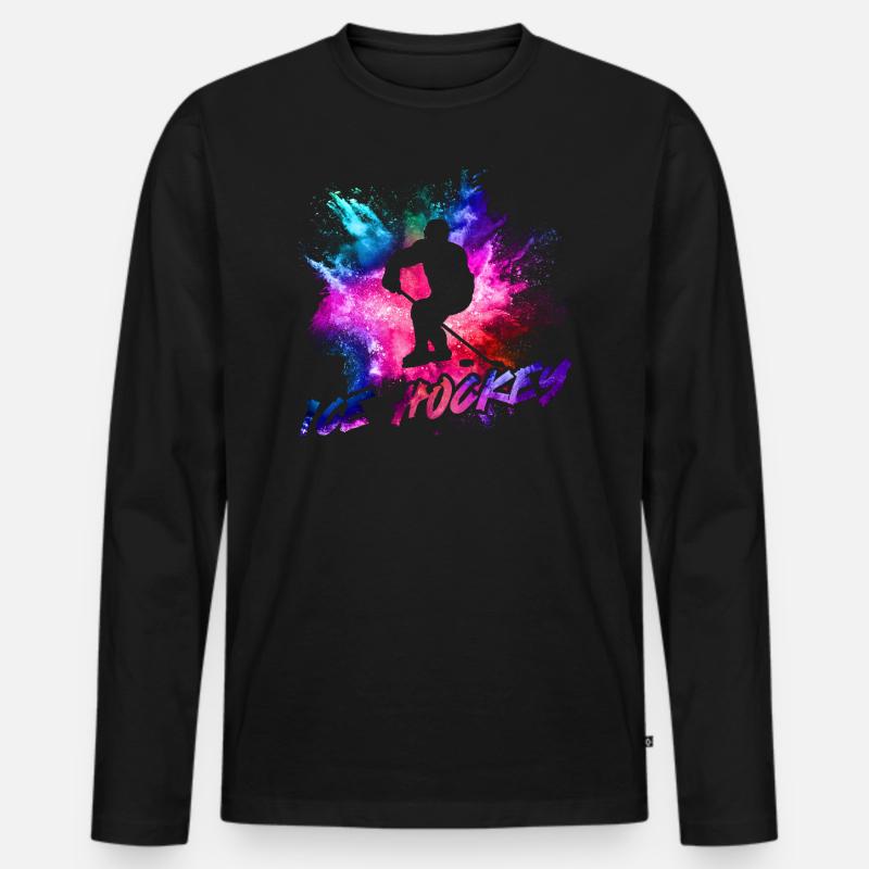 Eishockey - Männer Premium Bio Langarmshirt - Schwarz