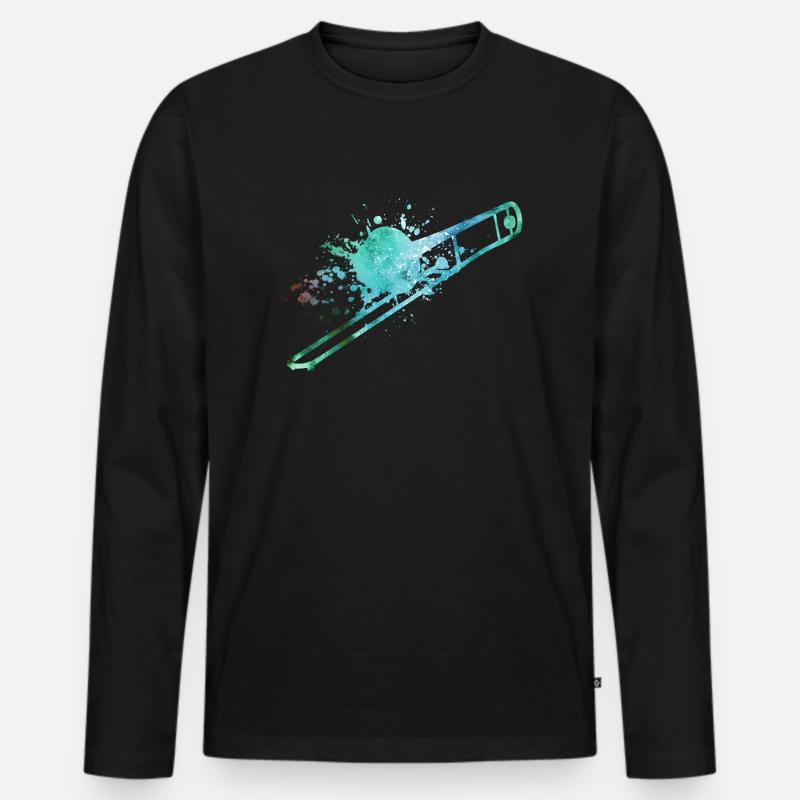 Posaunist Posaune - Männer Premium Bio Langarmshirt - Schwarz