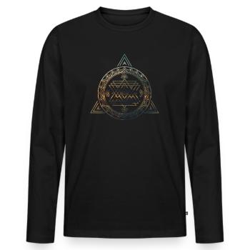 sacred illuminated geometry - Men's Premium Organic Long Sleeve Shirt - black - Front - Nico (187cm)