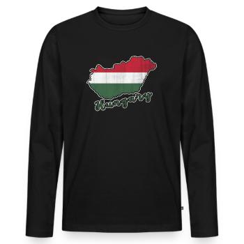 Hungary - Men's Premium Organic Long Sleeve Shirt - black - Front - Nico (187cm)