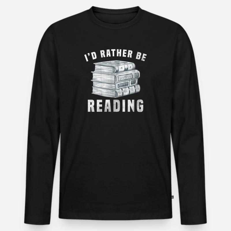 Ich würde lieber lesen - Männer Premium Bio Langarmshirt - Schwarz