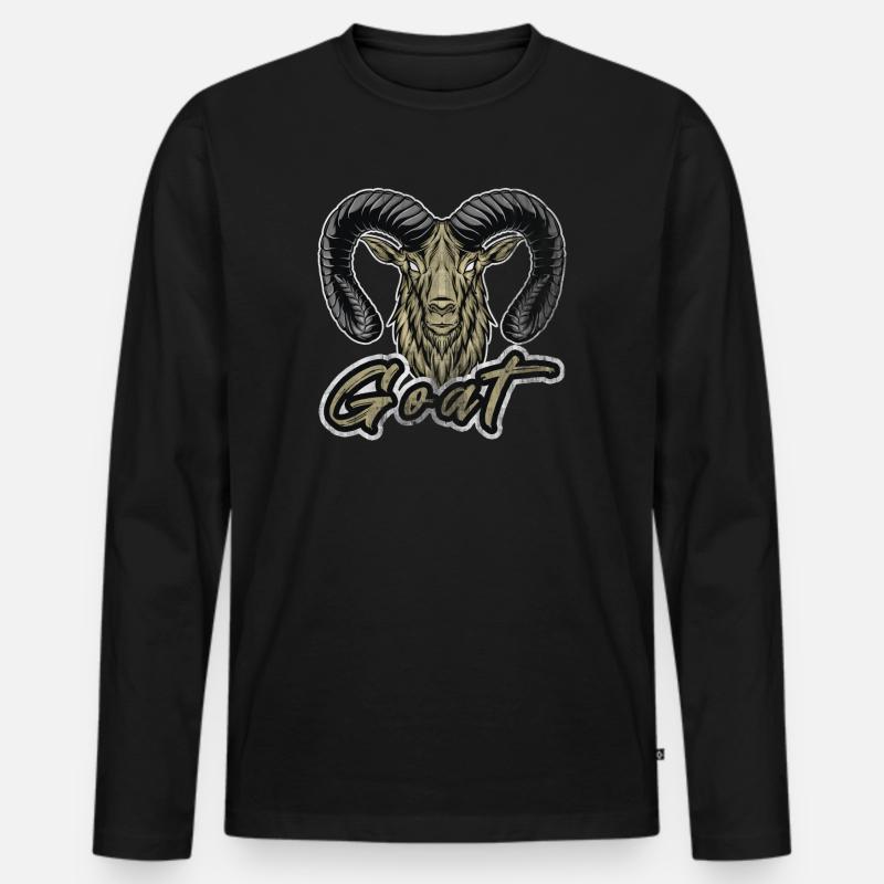 Ziege - Männer Premium Bio Langarmshirt - Schwarz