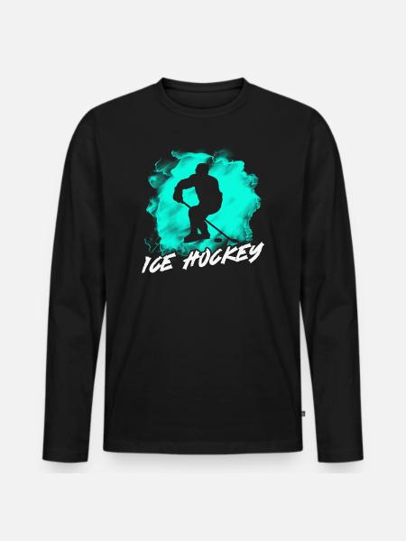 Eishockey - Männer Premium Bio Langarmshirt - Schwarz