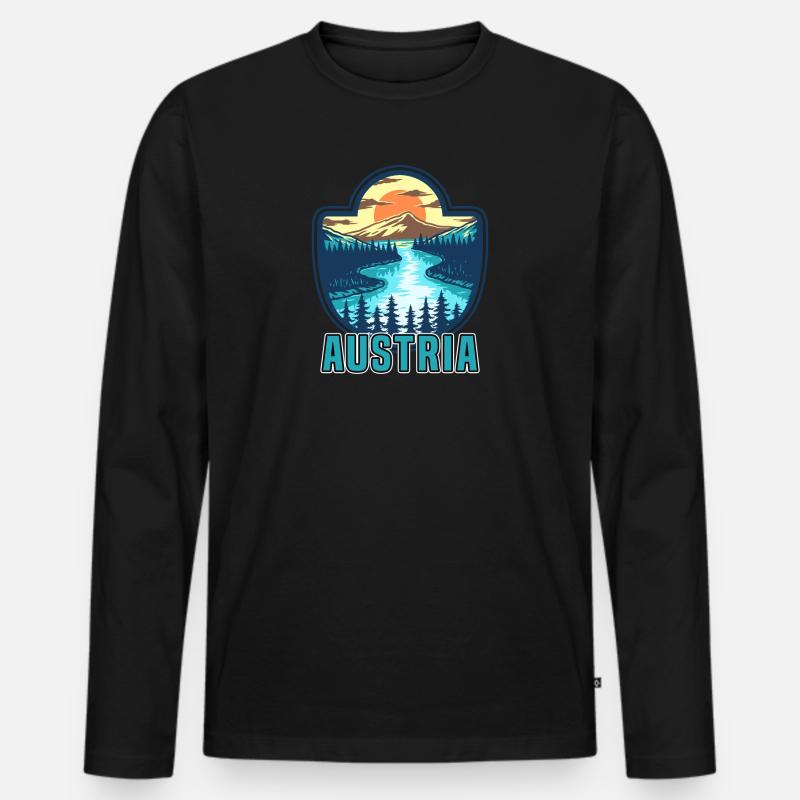 Österreich - Männer Premium Bio Langarmshirt - Schwarz
