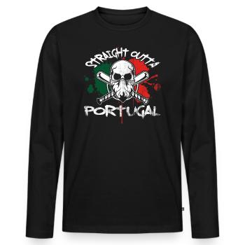 Portuguese flag state - Men's Premium Organic Long Sleeve Shirt - black - Front - Nico (187cm)