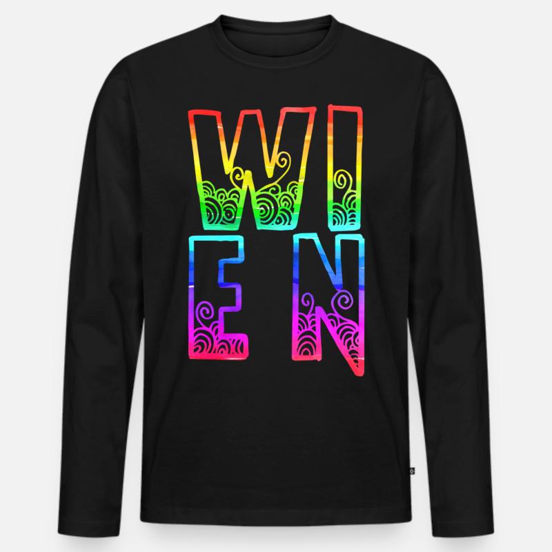wien rs regenbogen - Männer Premium Bio Langarmshirt - Schwarz