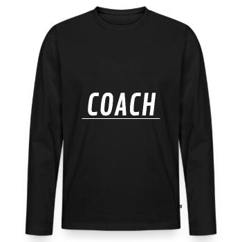 coach football sport gym fitness gift saying - Men's Premium Organic Long Sleeve Shirt - black - Front - Nico (187cm)