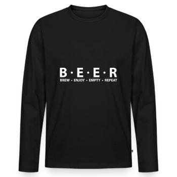 Boire de la bière - T-shirt manches longues Premium bio Homme - noir - Devant - Nico (187cm)