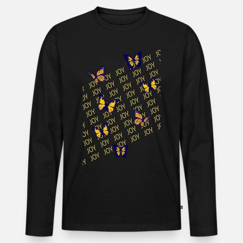 Schmetterlinge, Freude, Leichtigkeit - Männer Premium Bio Langarmshirt - Schwarz