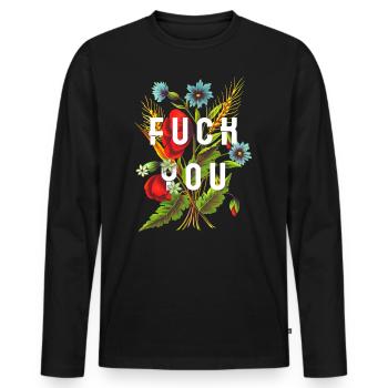 Fuck You, say it through the flowers. Funny and wit - Men's Premium Organic Long Sleeve Shirt - black - Front - Nico (187cm)
