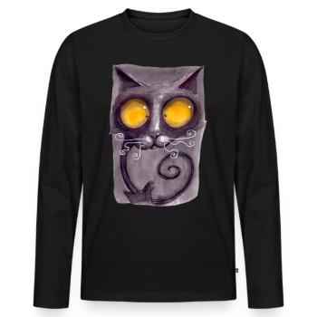 Serial Cat 13 - Men's Premium Organic Long Sleeve Shirt - black - Front - Nico (187cm)
