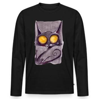 Serial Cat 12 - Men's Premium Organic Long Sleeve Shirt - black - Front - Nico (187cm)
