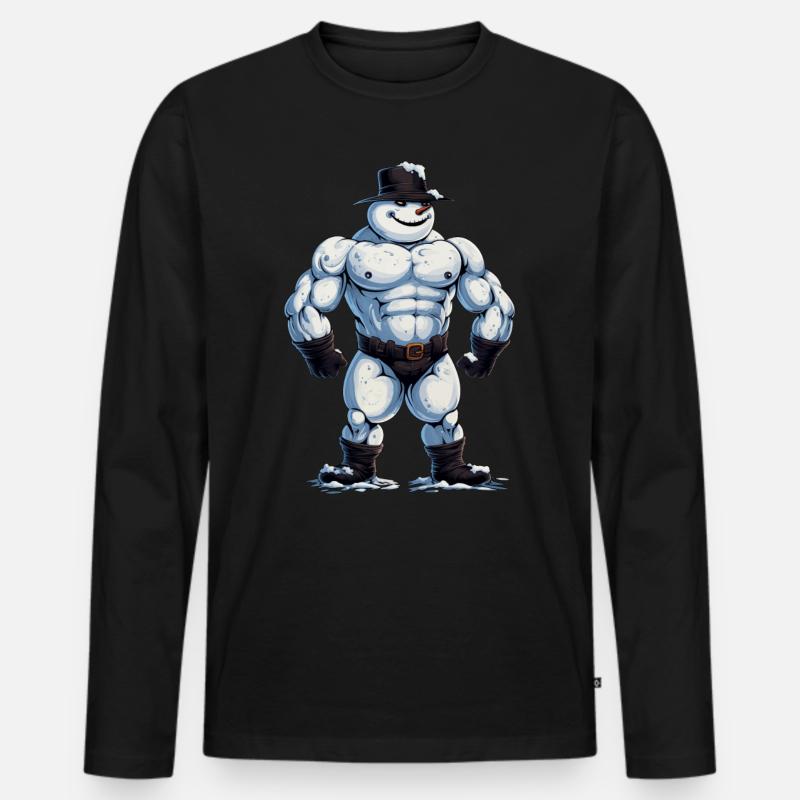 ok… Ein Bodybuilder Schneemann… - Männer Premium Bio Langarmshirt - Schwarz