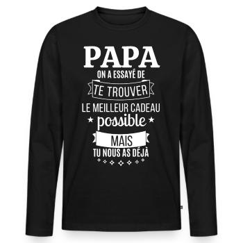 Vatertag T-Shirt - Bestes Geschenk - Männer Premium Bio Langarmshirt - Schwarz - Vorne - Nico (187cm)