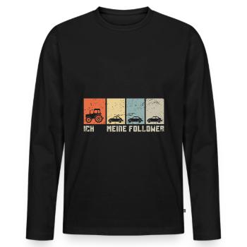 Ich und meine Follower Traktor Trekker Bauer Gesch - Männer Premium Bio Langarmshirt - Schwarz - Vorne - Nico (187cm)