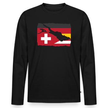 Urlaubsregion Bodensee Deutschland Schweiz Austria - Männer Premium Bio Langarmshirt - Schwarz - Vorne - Nico (187cm)